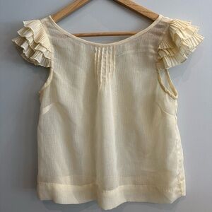 Cute Babydoll Cream Ruffle Sleeve Top